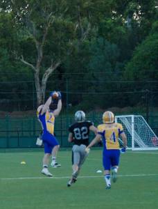 Not just a heavy hitter, Nick Olive showing off the ball skills with an interception