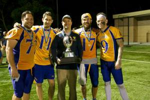 James Gifford, Kiernan Dorney, Andrew Ogborne, Liam Erby and Keenan Mackett displaying the goods